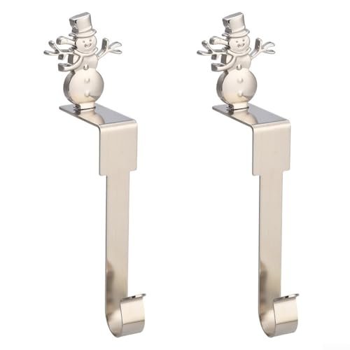 2 supporti per mensola per caminetto, per calze di Natale, ganci antiscivolo robusti per mensola della casa, decorazione (pupazzo di neve)