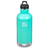 Klean Kanteen Classic Stainless Steel Double Wall Insulated Water Bottle with Loop Cap, 32-Ounce, Sea Crest