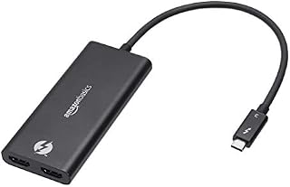 Amazon Basics Thunderbolt 3 to Dual HDMI Adapter (Thunderbolt Certified), 4K@60Hz