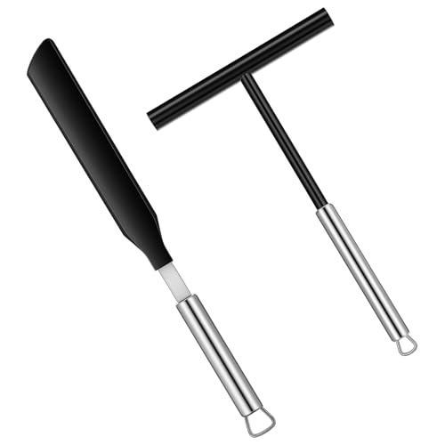 2PCS Crepe Spreader with Spatula Stainless Steel Crepe Tool, Crepe Pan Maker Batter Spreader Cake Turner Kitchen Utensils With Hanging Hole