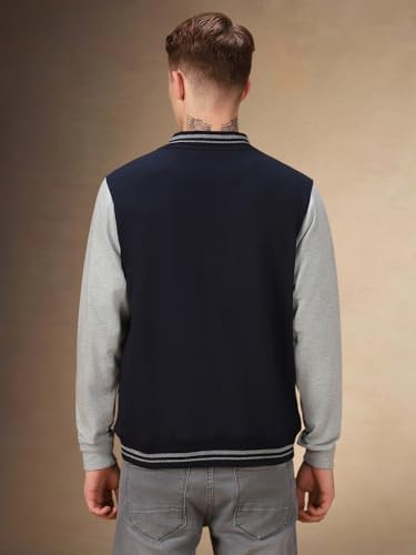 Image of Dennis Lingo Men Colorblock Polycotton Regular Fit Full Sleeves Front-Open Sweatshirts