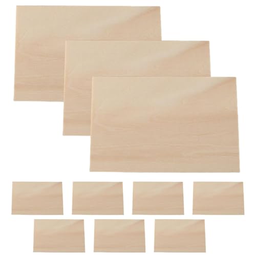 Lot de 10 feuilles de bois fines - de contreplaqué - Pour projets de bricolage - Matériau polyvalent en bois de basse pour peinture, dessin, gravure sur bois, gravure de forêt et découpe CNC