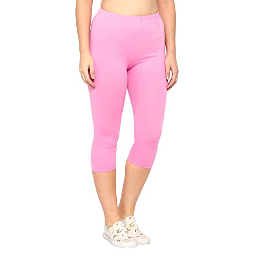 Image of Irana Women Cotton Stretchable Capri | Slim /Regular Fit | Breathable Yoga, Gym & Lounge Wear | High-Waist Stretchable 3 /4 Length Leggings|Capri Pants for Women - Pack of 1