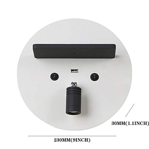 Applique Murale Ronde avec Spot Orientable 6000k et Commande Intégrée