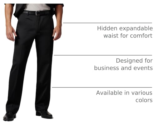 Image of Men's Cozy Hidden Expandable Waist Dress Pants | Premium Stretch Texture Weave Work to Weekend Pants
