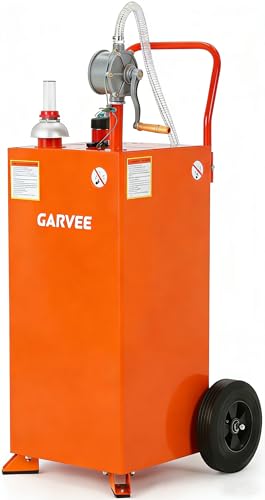 Garvee Fuel Transfer Tank with Pump 30 Gallon Fuel Caddy Gas Storage Tank Gasoline Diesel Fuel Tank for Cars Lawn Mowers ATVs Boats More Orange