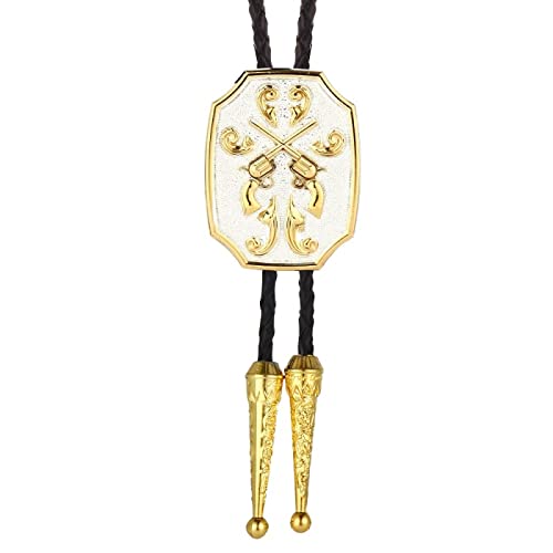 Bolo cravate pour homme style western cowboy vintage en cuir noir pour accessoire costume