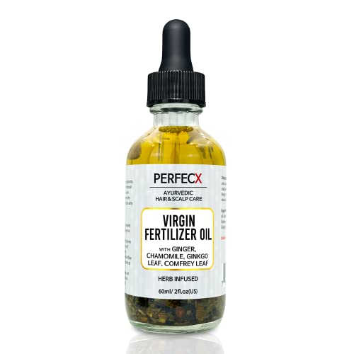 Perfecx - Virgin Fertilizer Hair Oil 2 Fl Oz - For Hair Scalp Treatment - 48 Hours Herbal Infused Ayurvedic Natural Ingredients - Strengthen Hair - Hair Growth #TOP3