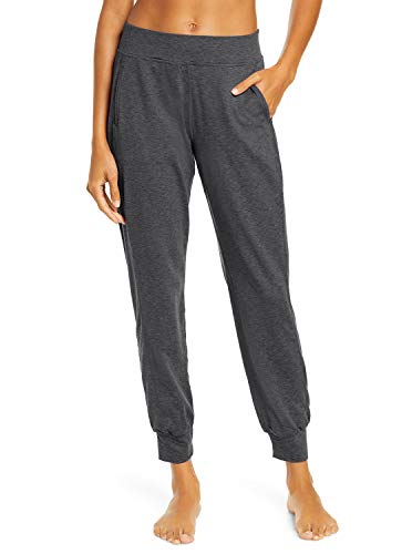 LASLULU Athletic Joggers Pants for Women Warm Active Workout Yoga Pants Tapered Fleece Sweatpants Lounge Casual Sport Pants Winter Running Sweat Pants with Pockets(Dark Gray Medium)