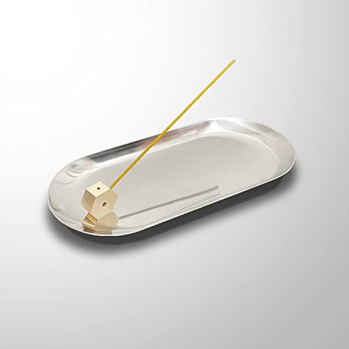 Minimalist Incense Holder For Sticks - Incense Burner Ash Catcher Zen Decor For Yoga & Meditation - 7" L X 3.3" W (Silver) #TOP1