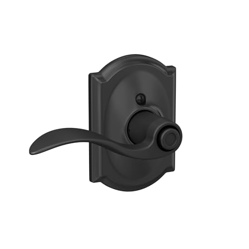 Image of Schlage F40 ACC 622 CAM Accent Door Lever with Camelot Trim, Bed & Bath Privacy Lock, Matte Black