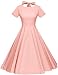 GownTown Womens 1950s Vintage Retro Party Swing Dress Rockabillty Stretchy Dress, Pink, Large