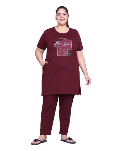 Image of In Love Women's Printed Cotton Plus Size Longline T-Shirt with Pockets | Cotton fabric - soft longline T-shirt with easy plus-size fit