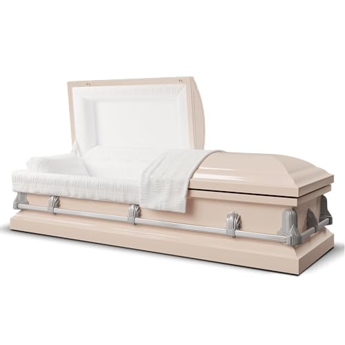 Titan Casket Andover Series Steel Funeral Casket for Humans (Pink) Handcrafted Steel Casket with Pink Finish with White Crepe Interior