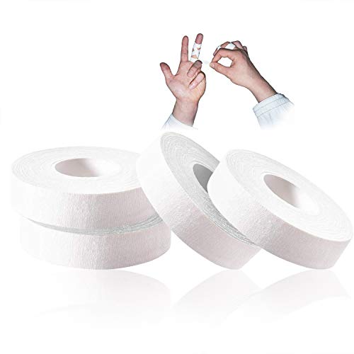 Tusenpy 4 Rolls Cinta de Dedo, Fleje Fuerte y Duradero Diseñada para Deporte, Artes Marciales, Cinta Ju-Jitsu, 1.5cm * 13.7m (Blanco) Cover