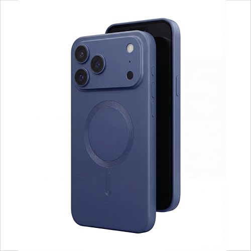 Image of amazon basics Premium Mag-Safe Case for iPhone 17 Pro | Shockproof & Anti-Scratch Cover | Soft Silicone with Wireless Charging | Camera Lens Guard - Blue