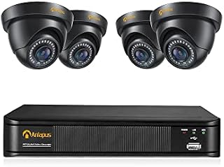 Anlapus 1080P CCTV Security Camera Systems, 8CH 5MP Lite Surveillance DVR and 4pcs Weatherproof Camera Outdoor Indoor with Night Vision, Motion Alerts, Black