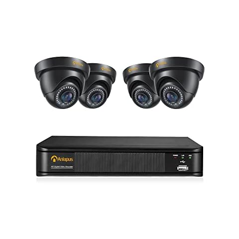 Anlapus 8CH CCTV Camera System with 4 x 1080P HD Outdoor Security Dome Cameras NO Hard Drive 80ft Night Vision Motion Detection Remote Monitoring Cover
