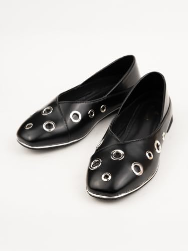 Image of Marc Loire Women's Slip-On Solid Ballerina Flats | Embellished | Round Toe | PU Upper | Comfortable Casual Footwear