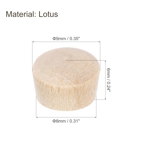 Image of uxcell 36Pcs Wood Button Plugs, 8mm /0.31 inch Flat Head Hardwood Screw Hole Plug Wooden Caps Buttons Wood Plug for Furniture Woodworking Craft Decor (9mm x 8mm)