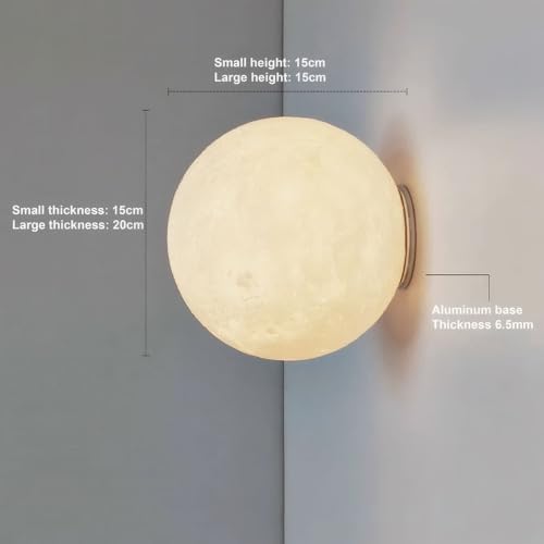 Large 3D Printed Moon Wall Light - Modern Warm Resin & Fiber Optic Lamp - Creative Ambient Bedside Lighting for Bedroom, Living Room, and Wall Décor