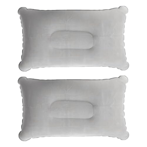 2 Pièces Coussins Gonflable de Camping, Oreiller de Voyage Imperméables, Portable pour Ultraléger Coussin Plage, Randonnée, Pêche, Longs Trajets, Bureau, Avion, Tissu Doux et Confortable, Gris