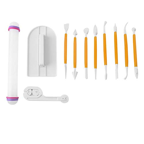 Juego de 11 herramientas para cortar fondant, para decoración de tartas, glaseado, azúcar, para alisar tartas y decoración de azúcar