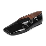 Pomoxikn Womens Ballet Flats Square Toe Ballet Flats Shoes for Women Dress Shoes Loafers Comfortable Dressy Black 6