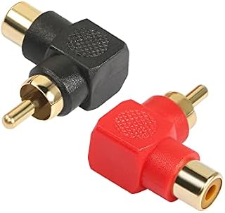 YACSEJAO RCA Audio Plug 90 Degree RCA Adapter Gold-Plated Right Angle RCA Male to Female Jack Audio AV TV Adapters Connector for converting audio/video signal interface -2 Pack