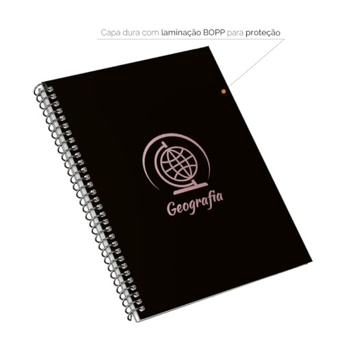 Caderno Universitário Espiral 1 Matéria Profissões Geografia (Preto e Rosê)