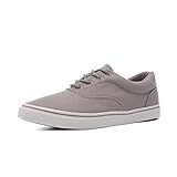 Men's Classic Low Top Shoes Gery Canvas Fashion Sneaker with Soft Insole Causal Dress Shoes for Men