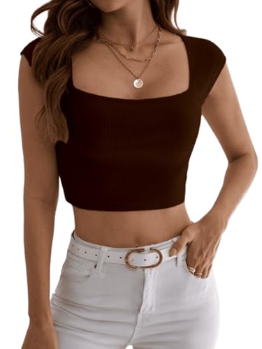 Image of Aahwan Women's Polyester Fitted Royal Solid Square Neck Rib-Knit Form Tee Top (KV-294)