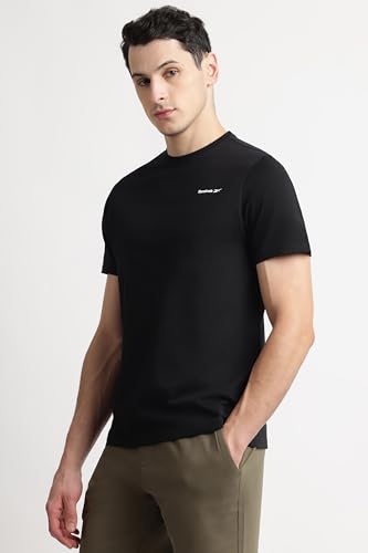 Image of Reebok Men's 100% Cotton Casual T-Shirt - Pure Cotton Soft Breathable Regular Fit Half Sleeve Tee for Men | Round Neck Tshirt for Men Cotton Tshirt