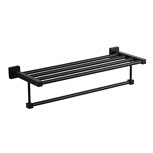 Porte-serviettes de design moderne noir mat de 60 cm avec finitions premium pour mur