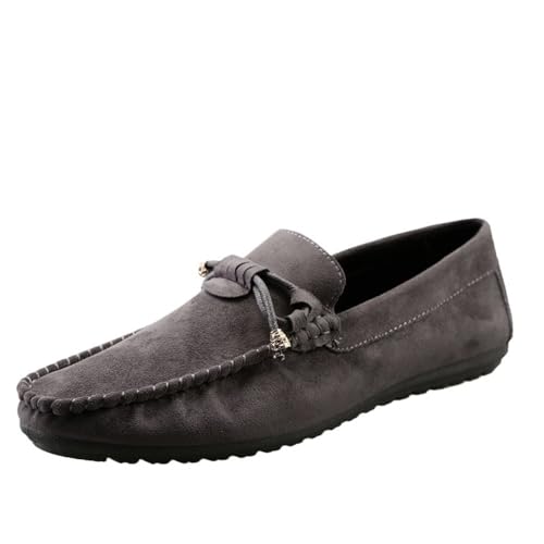 Men's Round Toe Solid Color Loafers Shoes Suede Vamp Anti-Slip Comfortable Flat Heel Party Walking Slip On