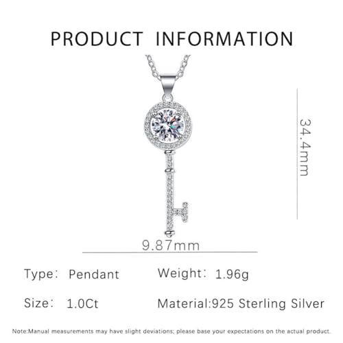 prifisny S925 Sterling Silver Women's Necklace with Moissanite Key Pendant & Eternal Rose Gift Box - image 6