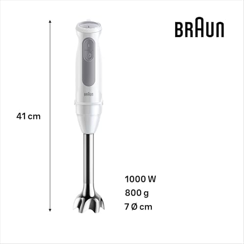 Image of Braun MultiQuick 5, Powerful 1000W Hand Blender, Patented PowerBell Technology, Made in Europe, Guranteed Splash-Proof, 21 Speed + Turbo, All-in-1: Blender, Grinder, Chopper & Whisker, MQ50236M