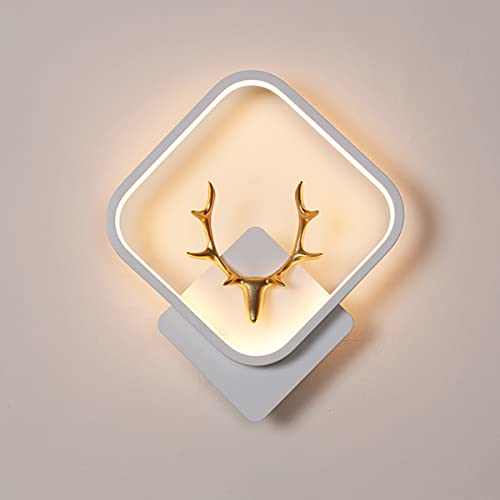 QEGY LED Applique Murale Intérieur Cerf Moderne Nordique Design Lampe Murale Chambre D'Enfant avec 3 Couleurs Métal Lampe de Chevet avec Abat-jour Acrylique Lampe de Mur Salon,B 3 color light Cover