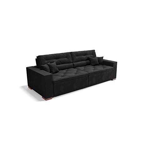 Sofá Prime 3 lugares, Retrátil, Reclinável, 2,05m com Molas Yescasa Preto