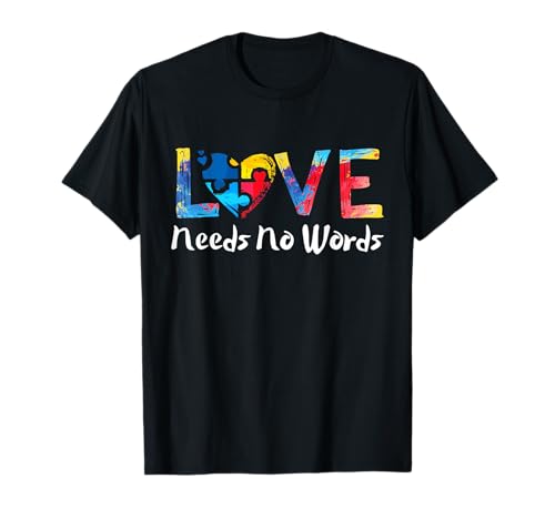 Puzzle Heart Love Autism Awareness Needs No Words Tie Dye T-Shirt