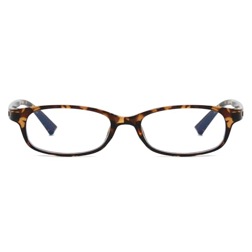 LJCZKA Rectangle Blue Light Blocking Glasses for Women Y2K Small Rectangular Glasses Anti Eyestrain Computer Eyeglasses (Leopard)