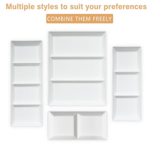 Divided-Serving-Tray-Platter-4-Pack-15-x-10-Fruit-Veggie-Food-Tray-for-Party-Plastic-Serving-Trays-for-Appetizer-Snack-Dessert-Cookie-Brunch-Decorations-Platters-White-Trays-BPA-Free
