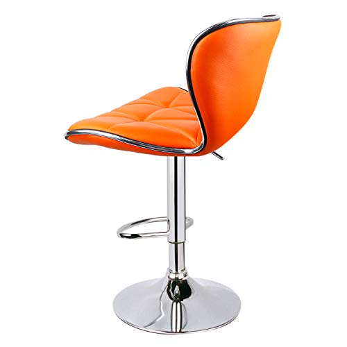 Leopard Shell Back Adjustable Swivel Bar Stools, Pu Leather Padded With Back, Set Of 2 (Orange) #TOP5