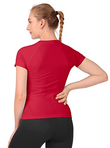 Image of MathCat Seamless Workout Tops for Women Short Sleeve Yoga Running Shirts,Breathable Athletic Compression Shirt Women XS-XL