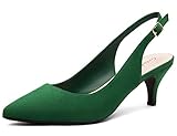 Greatonu pour Femmes Chaussures Pompes Sandales en Cuir PU Talon Moyen EU 39 Vert
