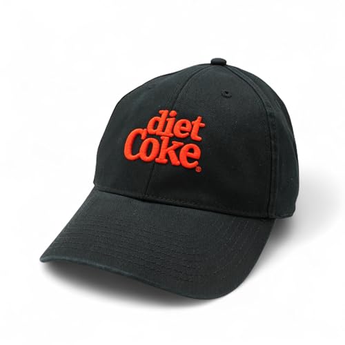 AMERICAN NEEDLE Officially Licensed Coca Cola Diet Coke Ballpark Dad Hat, Strapback Adjustable Closure, Black/Red, New