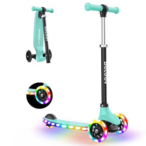 BELEEV A6 Patinete Niño 3-8 Años con LED Luces Ruedas & Deck, Patinete 3 Ruedas 4 Altura Ajustable, Cubierta Antideslizante Scooter, Patinete Ligero Marco Resistente, Patinete Niño Niña6 años