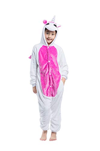 Hstyle Enfants Costume De Licorne Kigurumi Pyjamas Enfants Costume De Cosplay Onesies -Rose Licorne -130(proposer hauteur:126cm-134cm) Cover