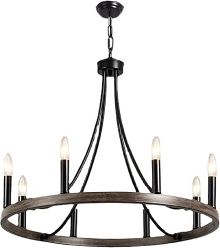 Lumière du plafond suspendue type roue de wagon pour illuminer une grande pièce sombre