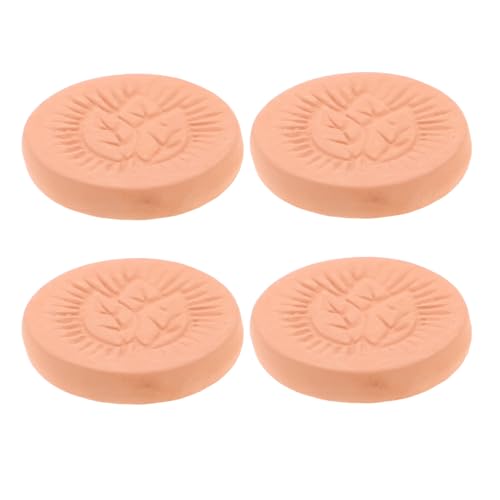BESPORTBLE 4-Piece Round Terracotta Bread Warmer Set – Clay Stoneware Insulation Discs for Pastry, Tortilla Bread Basket – Indoor Kitchen Food Storage & Party Table Warmer